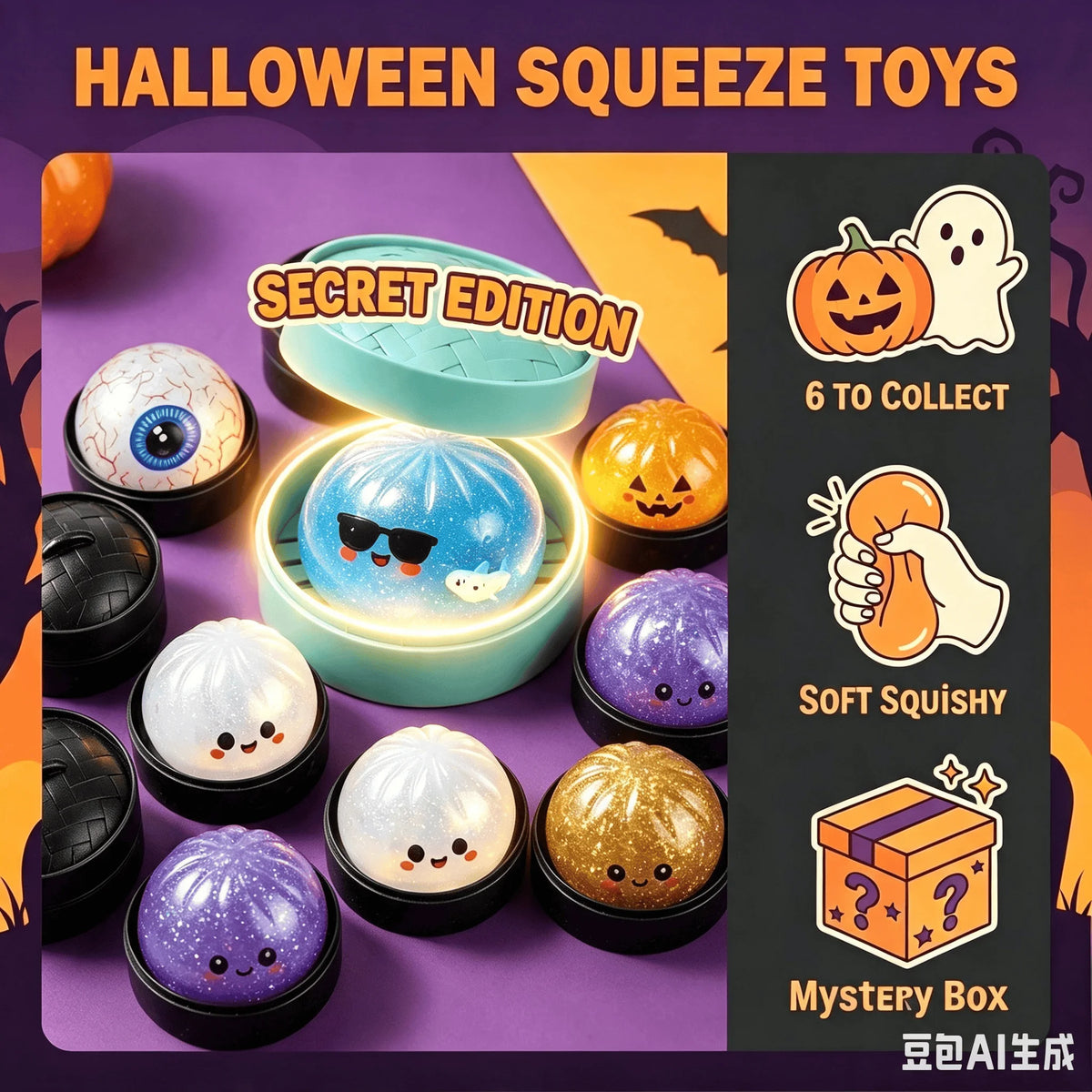 Halloween Mystery Dumpling Squishy - Surprise Blind Box